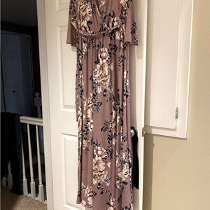 Pink blush Floral Maternity Maxi Dress (Pink)